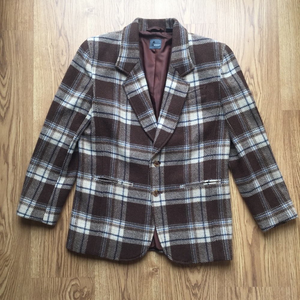 Vintage 90s Plaid Wool Blend Blazer size 4P